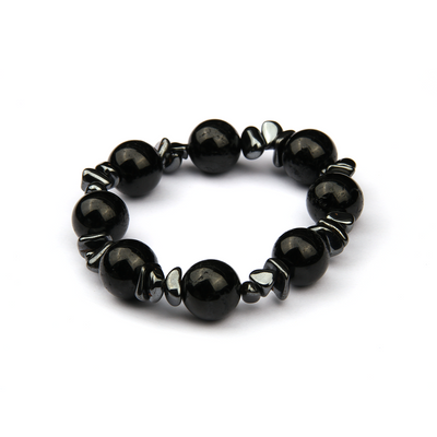 black tourmaline with hematite crystal bracelet for men bold statement