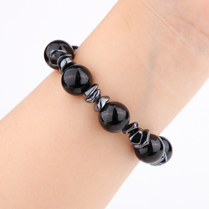black tourmaline with hematite crystal bracelet for men bold statement