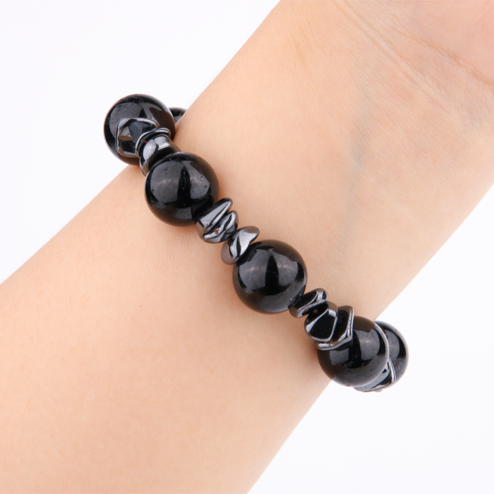 black tourmaline with hematite crystal bracelet for men bold statement