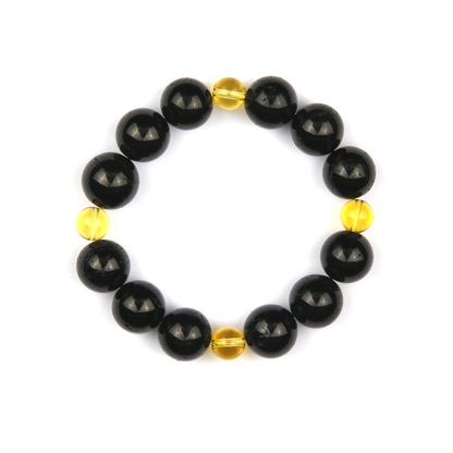 Black Tourmaline & Citrine Solar Shield Bracelet