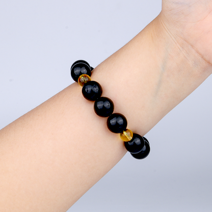 Black Tourmaline & Citrine Solar Shield Bracelet