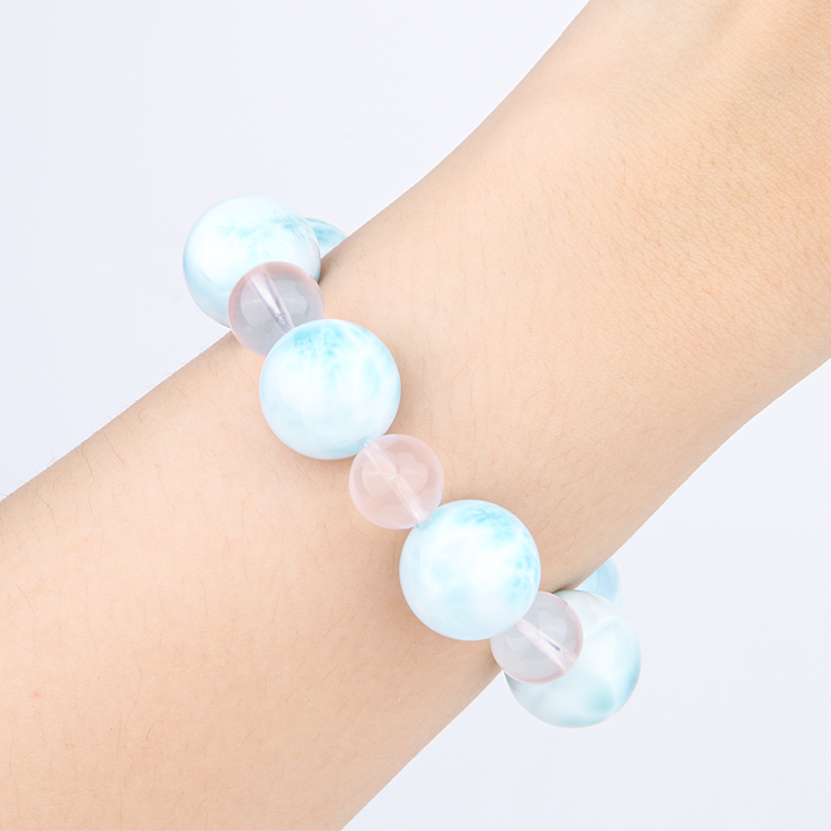 16mm larmar with 11mm starlight rose quartz crystal bracelet 