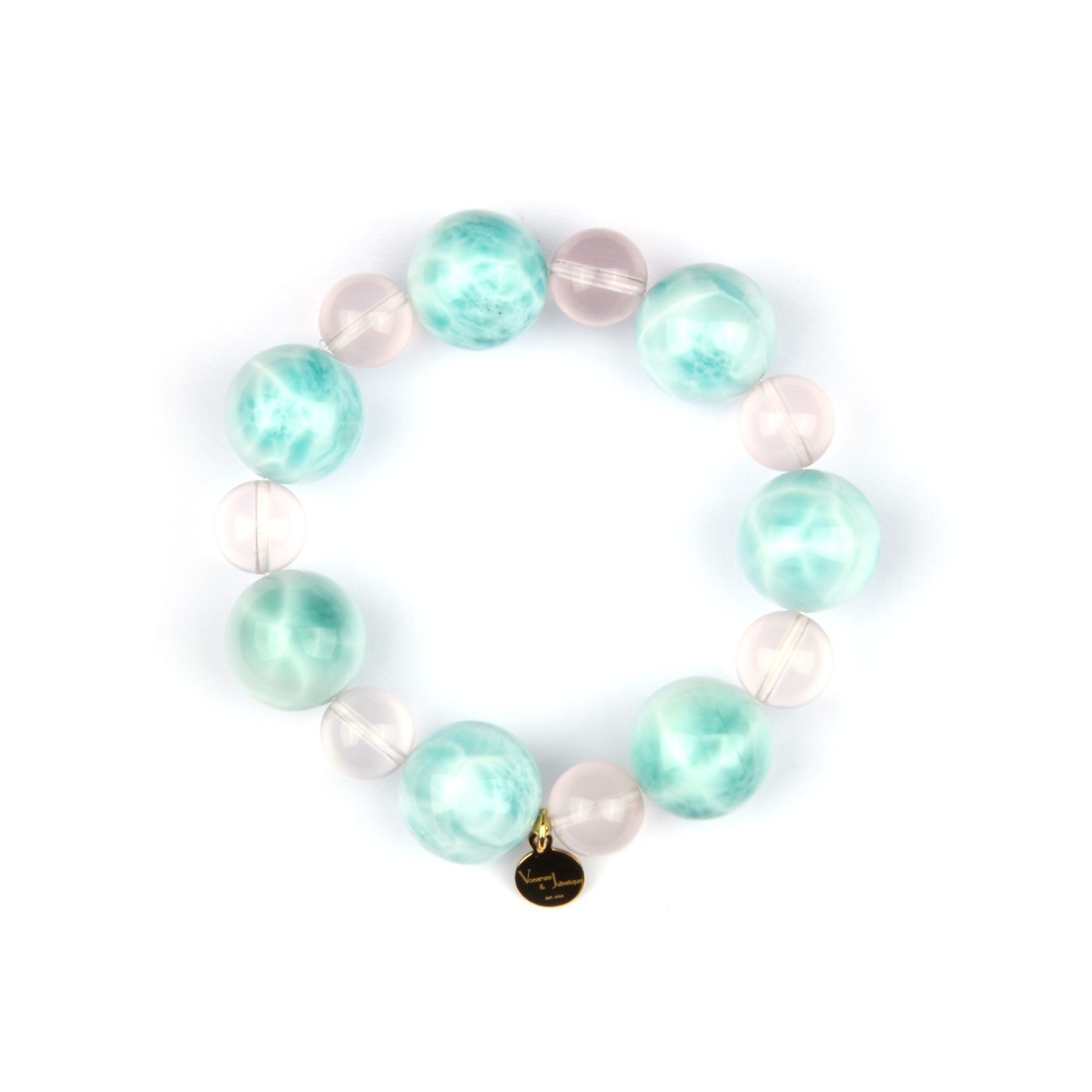 16mm larmar with 11mm starlight rose quartz crystal bracelet 