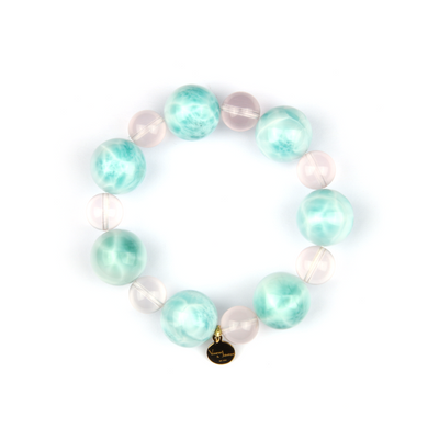 16mm larmar with 11mm starlight rose quartz crystal bracelet 