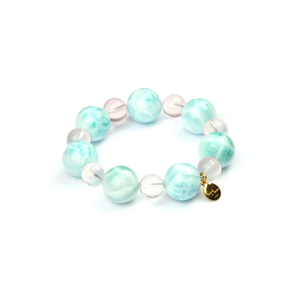 16mm larmar with 11mm starlight rose quartz crystal bracelet 