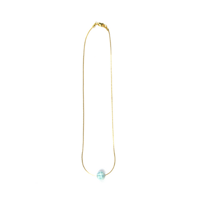 18k gold _0.65_snake_chain_with_one_16mm_larimar_drop_minimalist_necklace for ocean energy crystal jewelry gift for girl friend