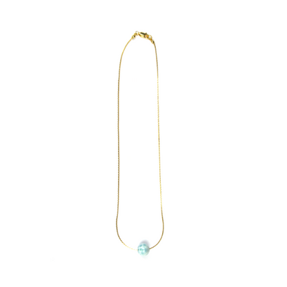 18k gold _0.65_snake_chain_with_one_16mm_larimar_drop_minimalist_necklace for ocean energy crystal jewelry gift for girl friend