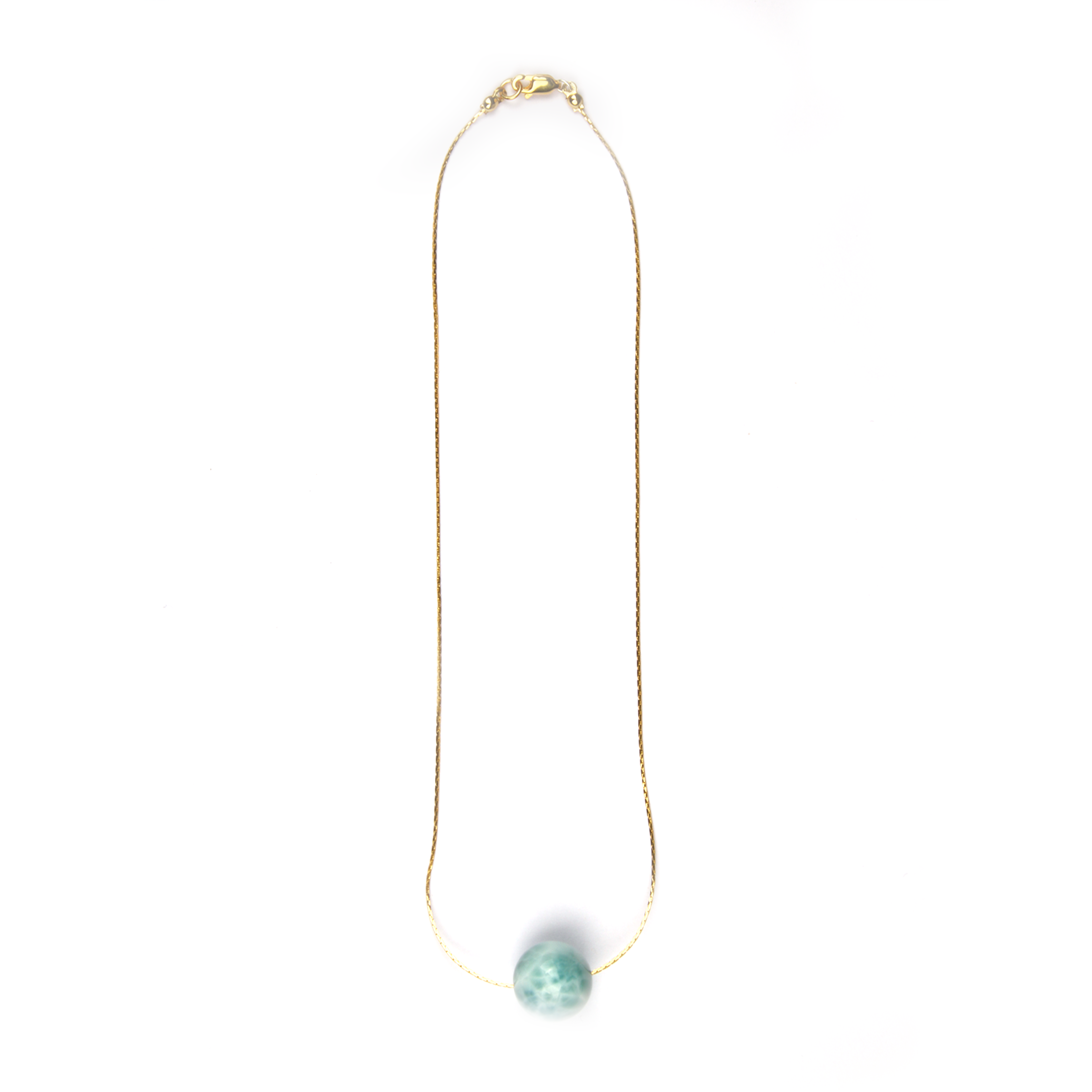 16.5mm Larimar Ocean Soul 18k Gold Minimalist Necklace