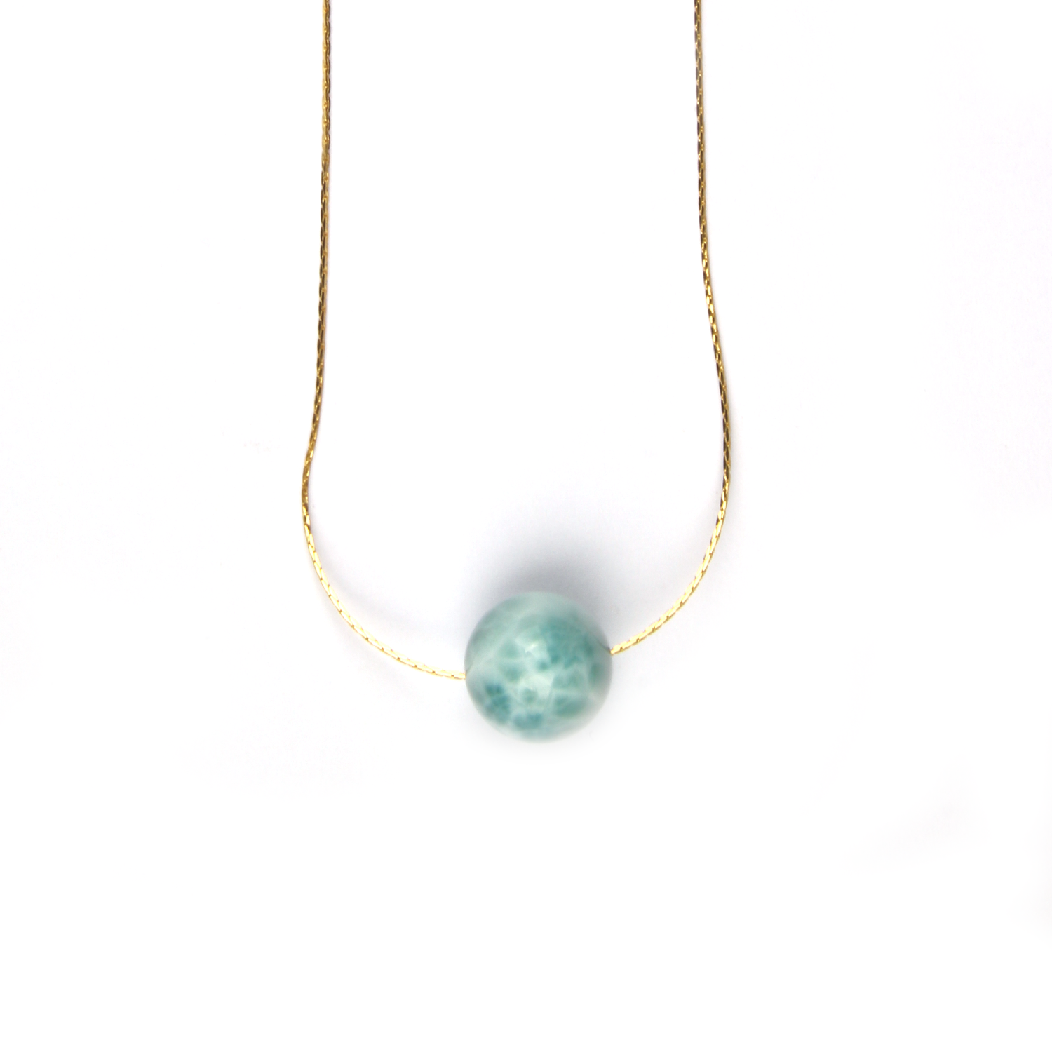 16.5mm Larimar Ocean Soul 18k Gold Minimalist Necklace