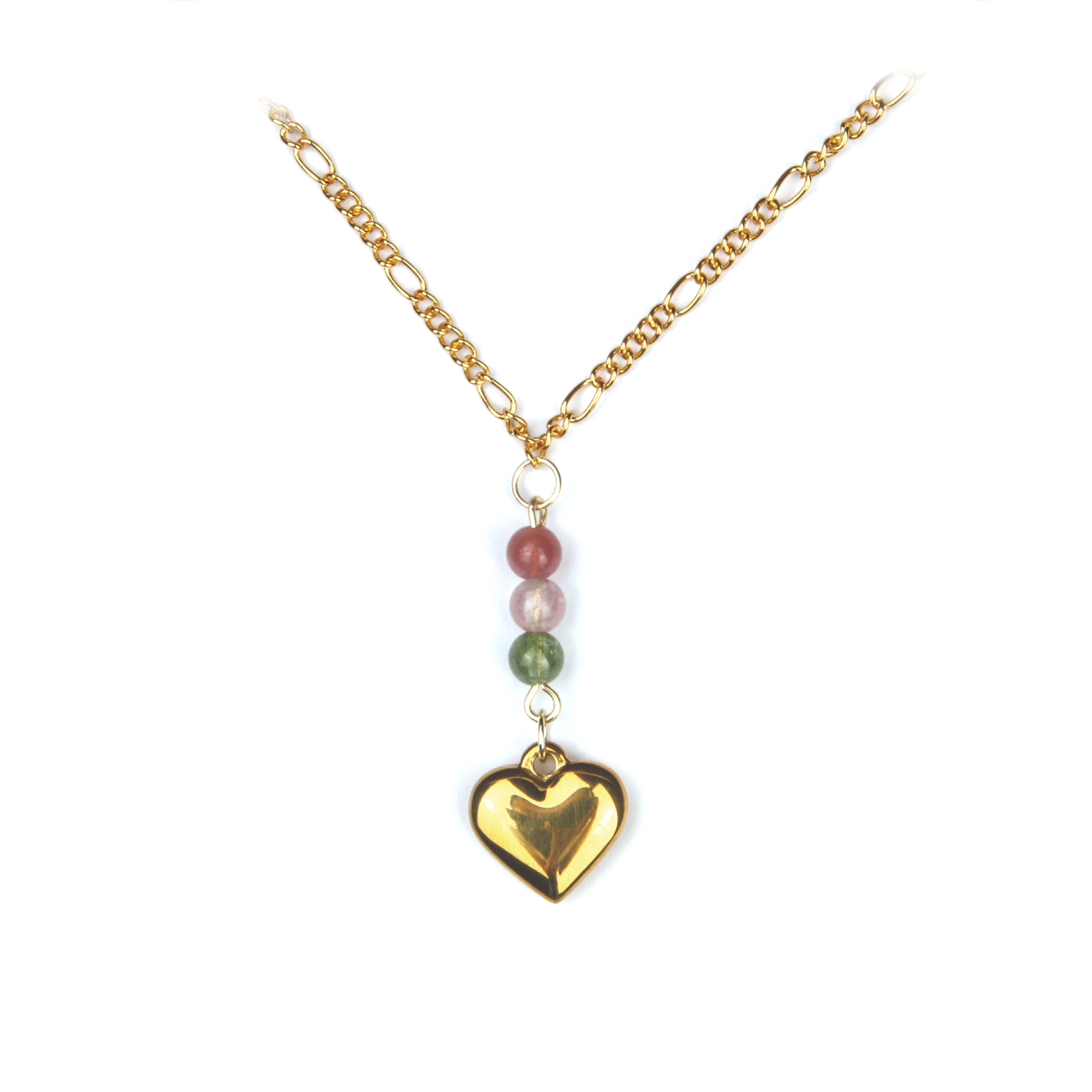 Tourmaline Petal Harmony Figaro 18k Gold Chain Necklace