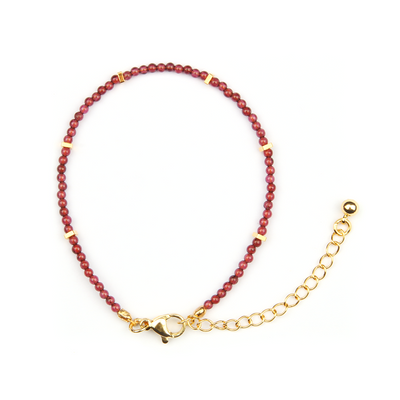 garnet with 18k gold accent minimalist crystal bracelet for fashion outfit grounding energy and growth feminine energy crystal jewelry
