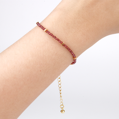 garnet with 18k gold accent minimalist crystal bracelet for fashion outfit grounding energy and growth feminine energy crystal jewelry