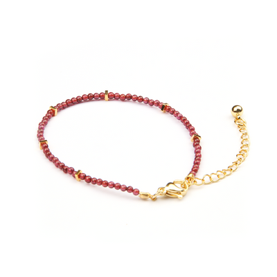 garnet with 18k gold accent minimalist crystal bracelet for fashion outfit grounding energy and growth feminine energy crystal jewelry
