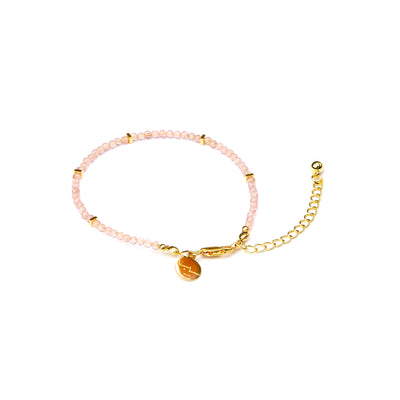 Rose Quartz & 18K Gold Bracelet