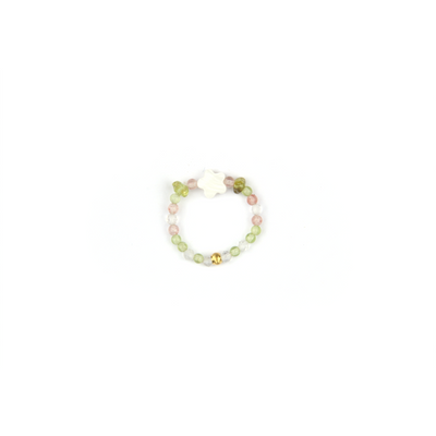 pink and green peridot and rose quartz crystal jewelry with 18k gold beaded ring trendy minimalist crystal ring