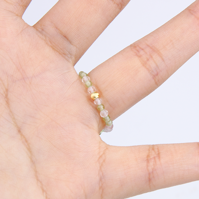 peridot with rose quartz and clear quartz crystal jewelry natural beaded ring trending crystal ring