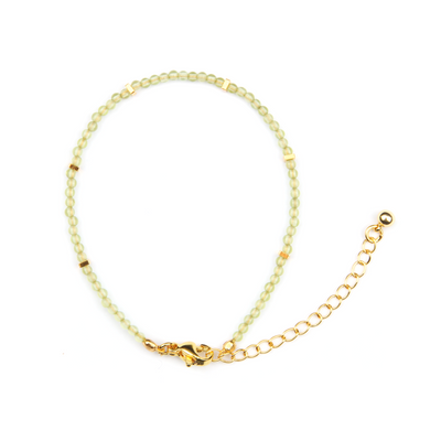 peridot with 18k gold accent minimalist crystal bracelet for fashion outfit grounding energy and growth feminine energy crystal jewelry