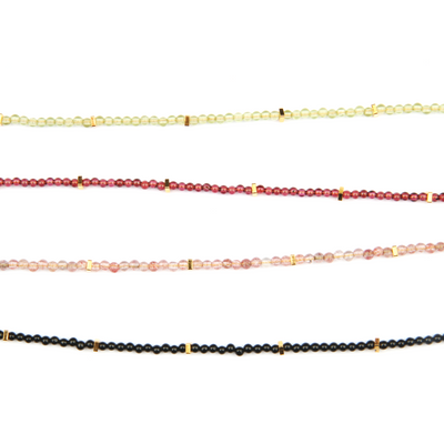 agate, arnet, strawberry rose quartz, peridot with 18k gold accent minimalist crystal bracelet for fashion outfit grounding energy and growth feminine energy crystal jewelry