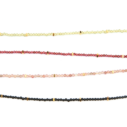 agate, arnet, strawberry rose quartz, peridot with 18k gold accent minimalist crystal bracelet for fashion outfit grounding energy and growth feminine energy crystal jewelry