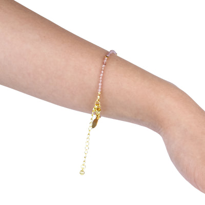 Rose Quartz & 18K Gold Bracelet