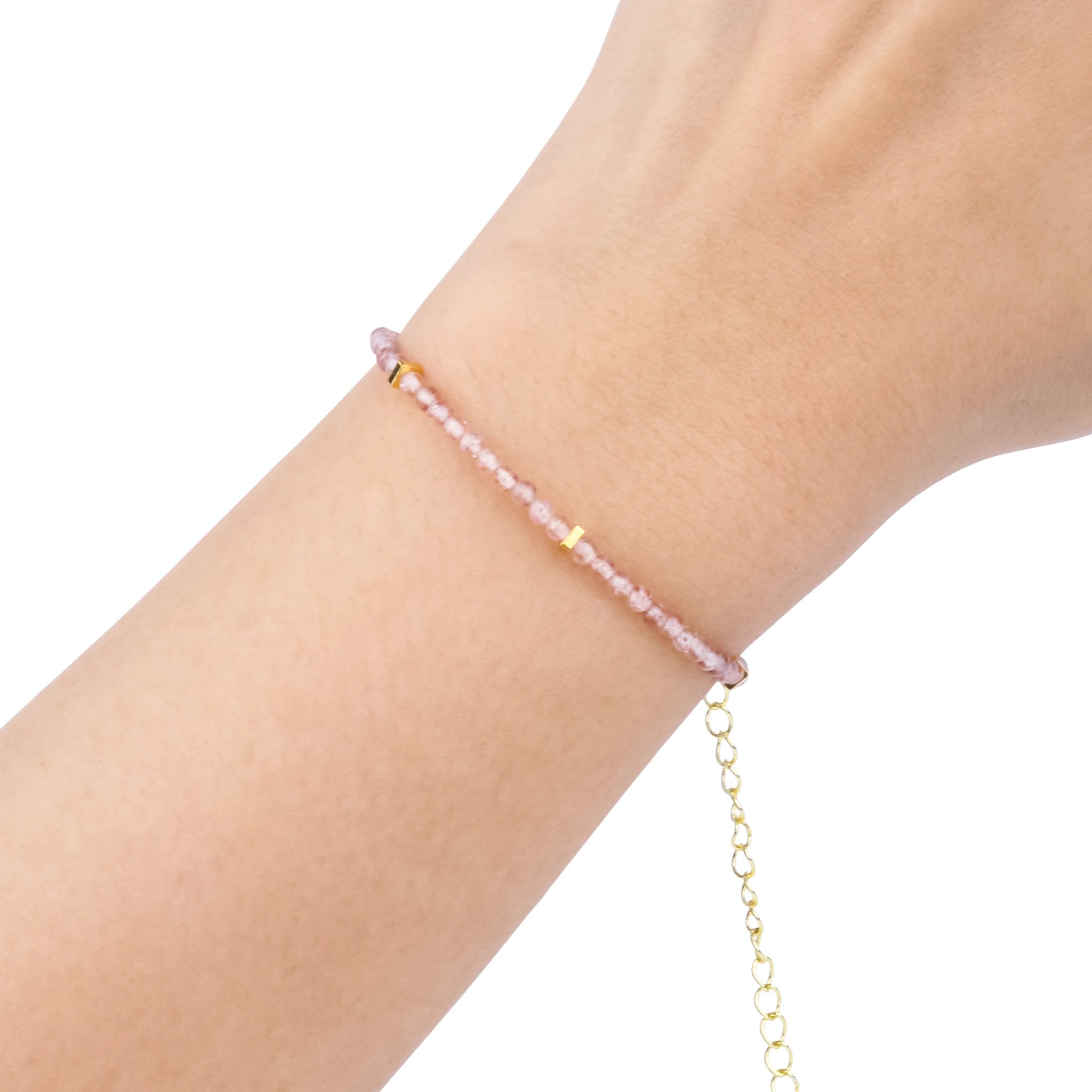 Rose Quartz & 18K Gold Bracelet