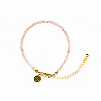 2mm strawberry rose quartz with 18k gold beads stackable crystal bracelet for women minimalist dainty crystal jewelry