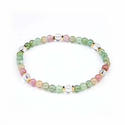 Rainbow Tourmaline & Clear Quartz Radiant Balance Bracelet
