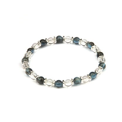 5mm aquamarine with 5mm clearquartz S925silver beads bracelet for women etherial crystal bracelet natural high quality aquamarine jewellry