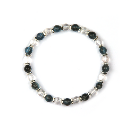 5mm aquamarine with 5mm clearquartz S925silver beads bracelet for women etherial crystal bracelet natural high quality aquamarine jewellry
