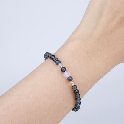 5mm aquamarine with 5mm clearquartz 6mm blue moonstone bracelet for women etherial crystal bracelet natural high quality aquamarine jewellry