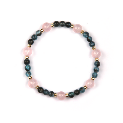 5mm aquamarine with 7mm starlight rose quartz and 18k gold beads bracelet for women high quality rose quartz and aquamarine for love attraction energy crystal jewellry