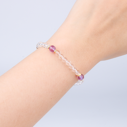 amethyst and clear quartz crystal bracelet for anxiety relieve crystal jewelry