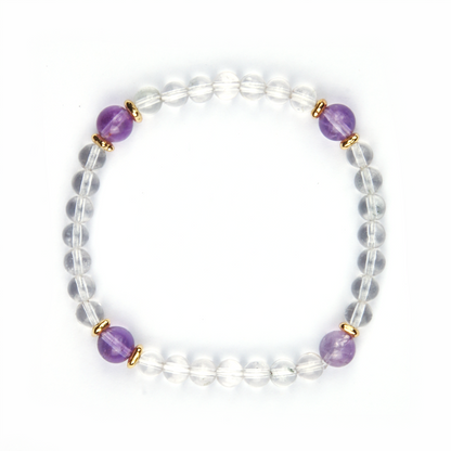 amethyst and clear quartz crystal bracelet for anxiety relieve crystal jewelry