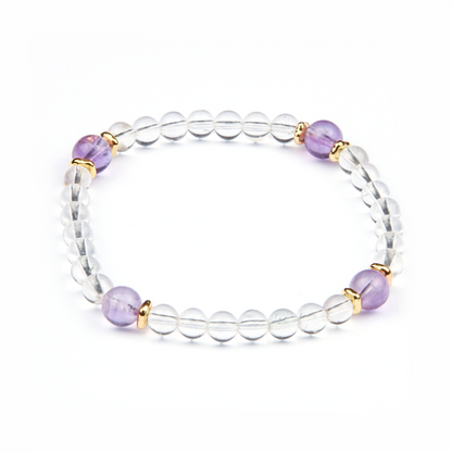 amethyst and clear quartz crystal bracelet for anxiety relieve crystal jewelry