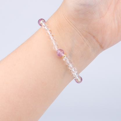amethyst and clear quartz crystal bracelet for anxiety relieve crystal jewelry