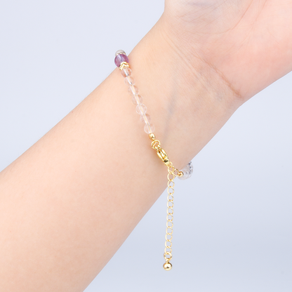 amethyst and clear quartz 18k gold accent crystal bracelet collection for  anxiety relieve crystal jewelry