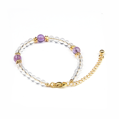 amethyst and clear quartz 18k gold accent crystal bracelet collection for  anxiety relieve crystal jewelry