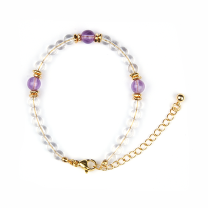 amethyst and clear quartz 18k gold accent crystal bracelet collection for  anxiety relieve crystal jewelry