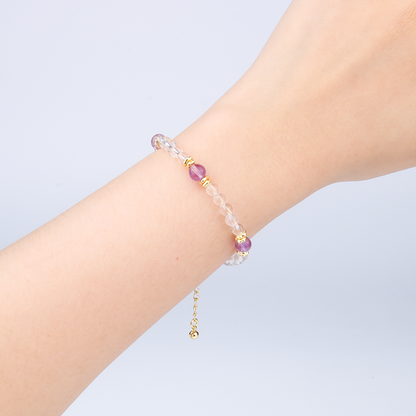 amethyst and clear quartz 18k gold accent crystal bracelet collection for  anxiety relieve crystal jewelry