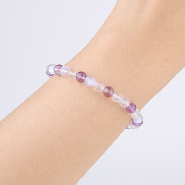 6mm Bolivian Amethyst and blue moonstone bracelet for women gift for best friend