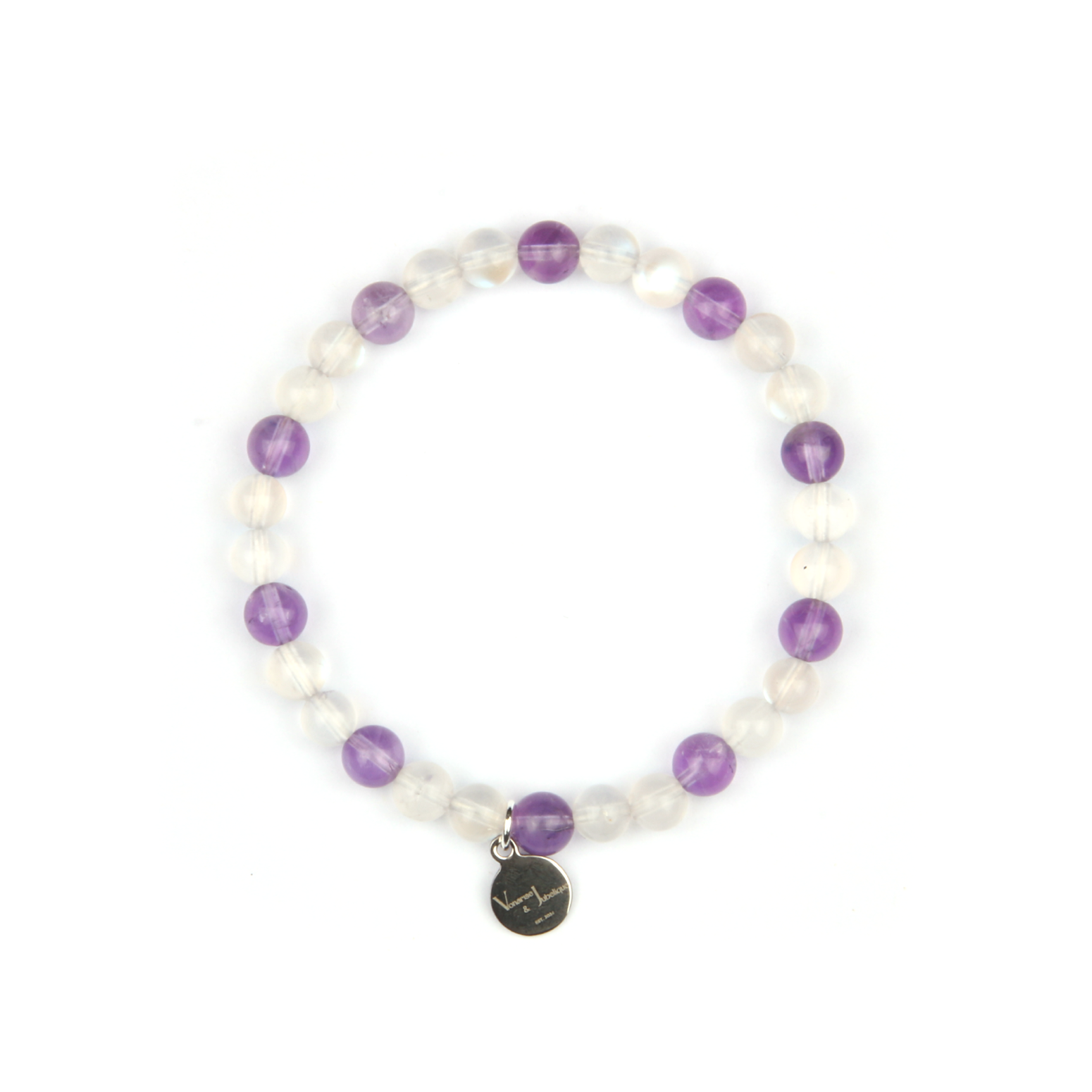 6mm Bolivian Amethyst and blue moonstone bracelet for women gift for best friend