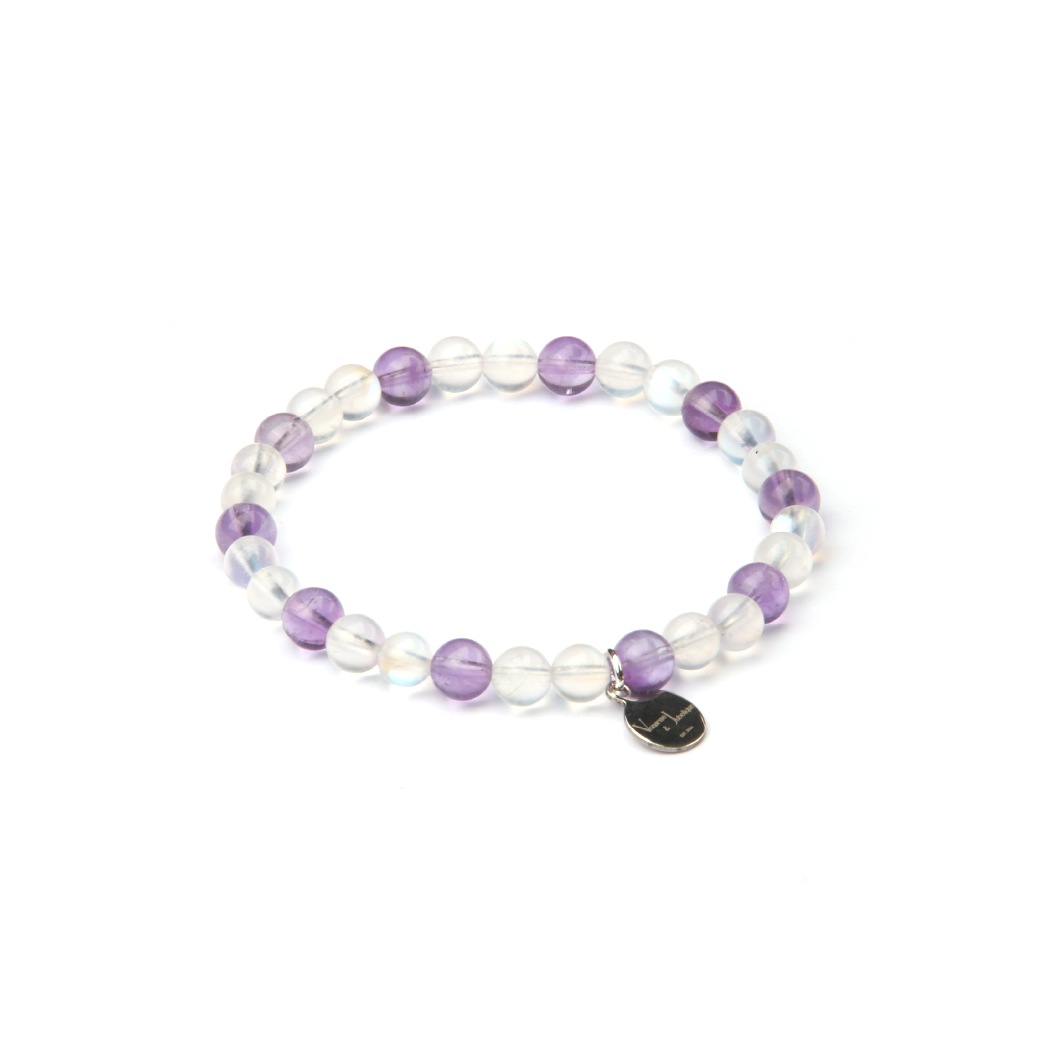 6mm Bolivian Amethyst and blue moonstone bracelet for women gift for best friend