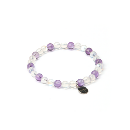 6mm Bolivian Amethyst and blue moonstone bracelet for women gift for best friend