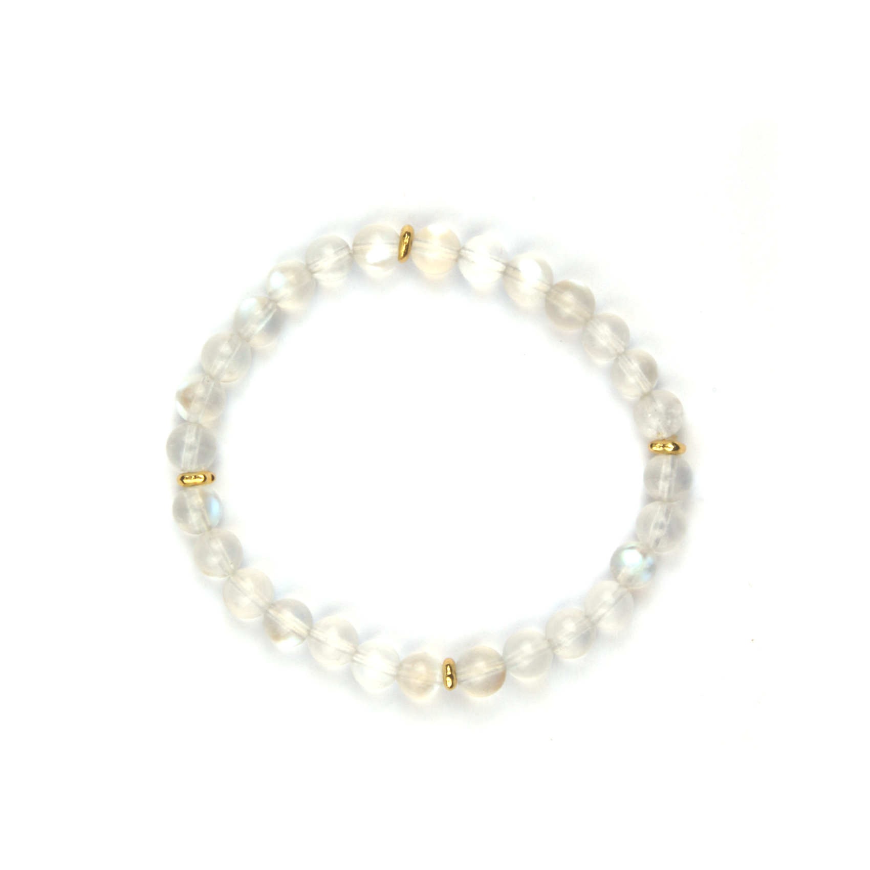 6mm blue moonstone beads decorated with 4 18k gold beads bracelet for women elegance crystal bracelet