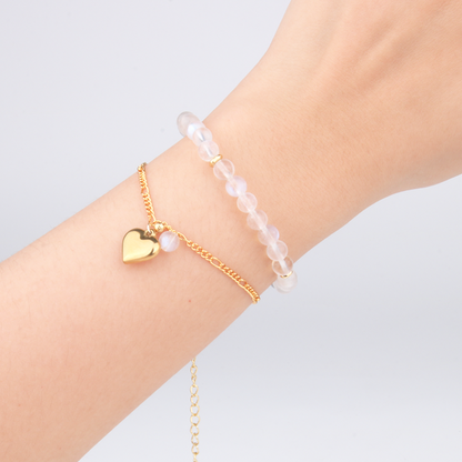 6mm blue moonstone beads decorated with 4 18k gold beads bracelet for women elegance crystal bracelet