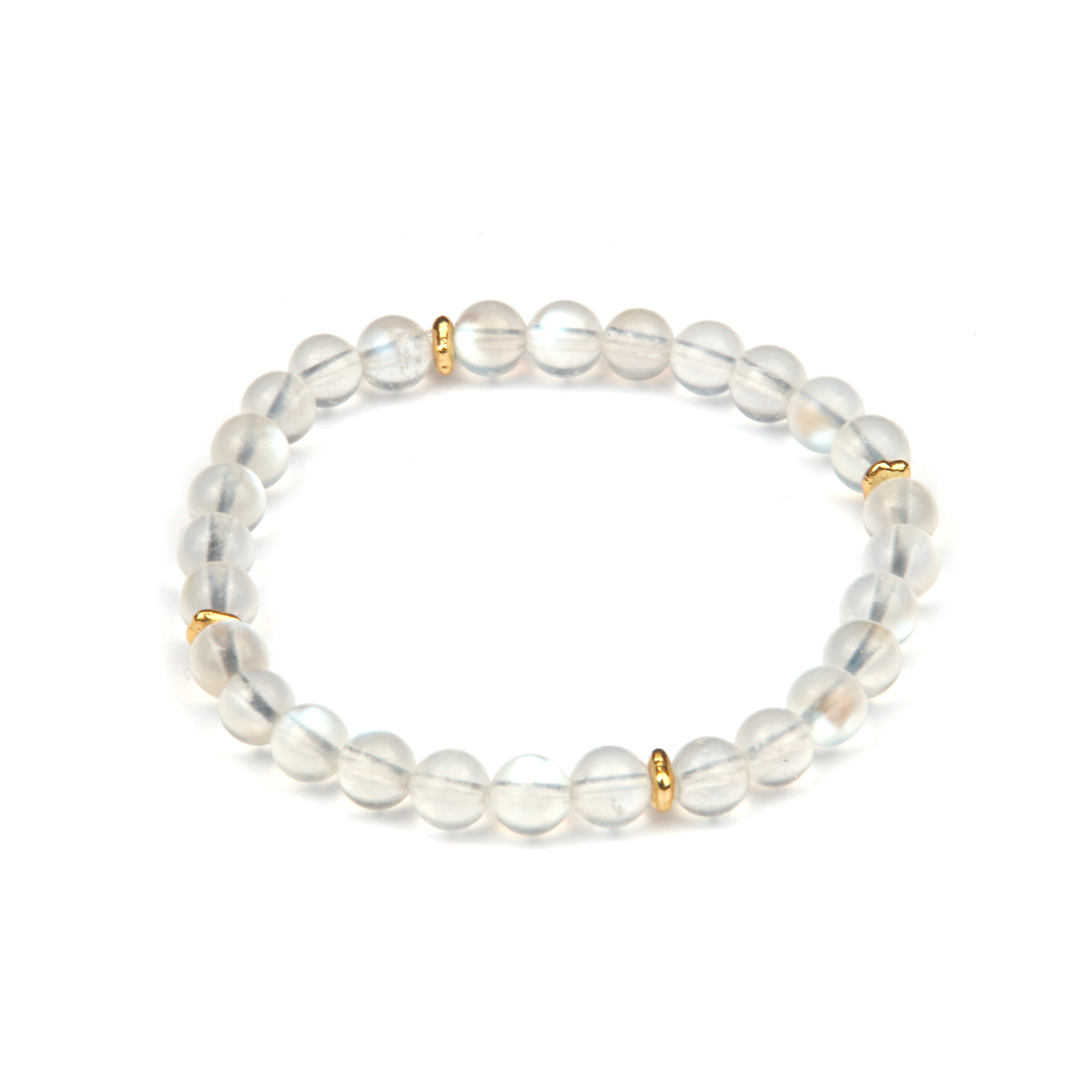 6mm blue moonstone beads decorated with 4 18k gold beads bracelet for women elegance crystal bracelet