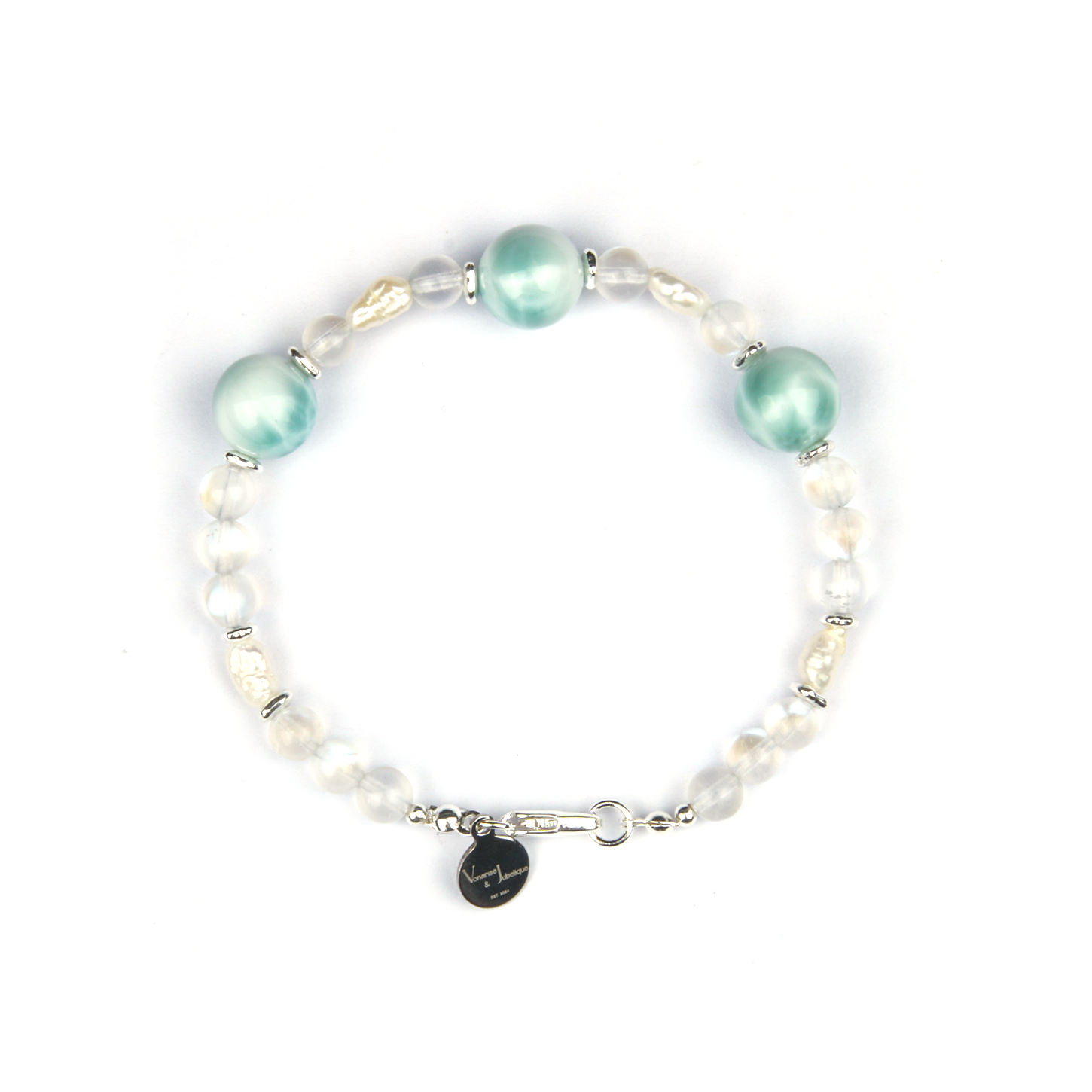 Blue Moonstone & Larimar Moon Whisper s925 Silver Bracelet