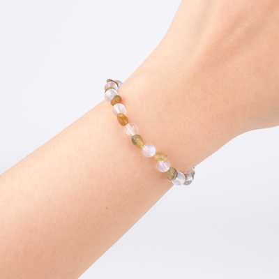 6mm blue moonstone 2-7 mm raw shape pink tourmaline bracelet for women elegance chic crystal jewellry