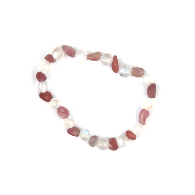 6mm blue moonstone 2-7 mm raw shape pink tourmaline bracelet for women elegance chic crystal jewellry