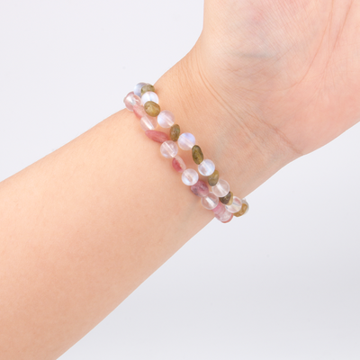 6mm blue moonstone 2-7 mm raw shape pink tourmaline bracelet for women elegance chic crystal jewellry
